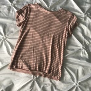 pink and white striped tee